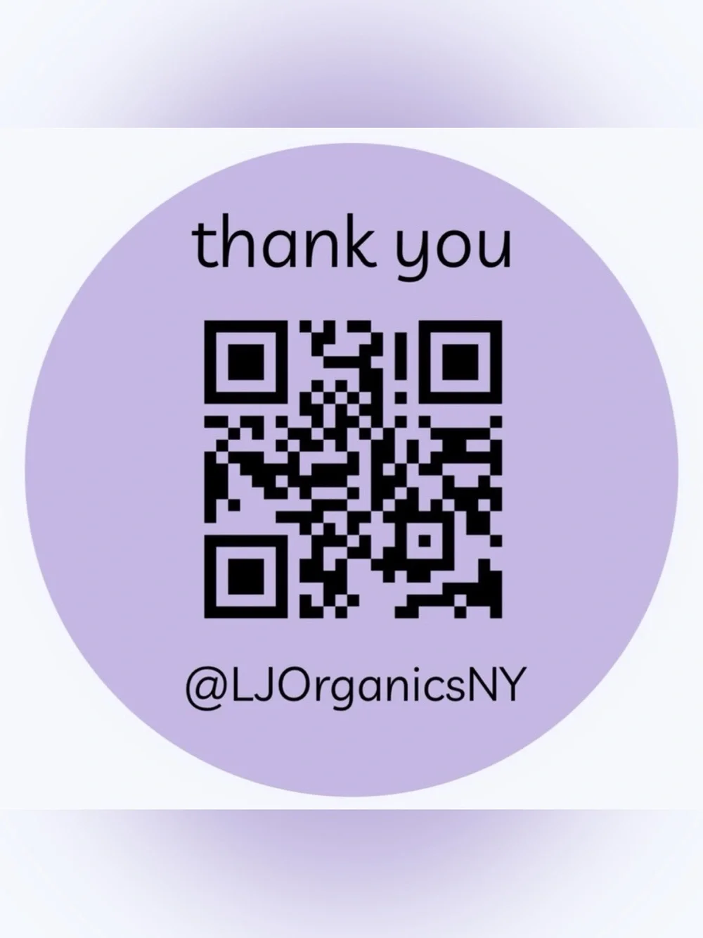 50 CUSTOM STICKERS - 2” ROUND - ‘THANK YOU’ - W/ QR CODE & CLOSET NAME - PURPLE